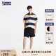 TOMMY JEANS夏季男裝純棉刺繡貼袋合身抽繩腰休閑運(yùn)動(dòng)風(fēng)直筒短褲16330 黑色BDS M
