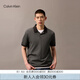 Calvin KleinJeans25春夏男士通勤ck絲光棉撞色翻領(lǐng)短袖T恤POLO衫4L0013S UB1-太空黑 M