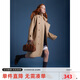 ELLE KIDS春秋款英倫風(fēng)大口袋刺繡長(zhǎng)款風(fēng)衣女童舒適耐穿復(fù)古防風(fēng)外套 咖色