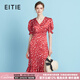愛(ài)特愛(ài)（EITIE）法式優(yōu)雅V領(lǐng)波點(diǎn)長(zhǎng)裙開(kāi)叉過(guò)膝泡泡袖連衣裙2025夏季新款B2507690 蒲粉66 L (165)