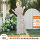 絲柏舍荷葉邊碎花裙2025夏裝新款女裝收腰顯瘦優(yōu)雅A字連衣裙S52R1952L