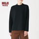 無(wú)印良品 MUJI 女式 羊毛混雙面針織 高圓領(lǐng)毛衣 W9AA032 長(zhǎng)袖針織衫 黑色 女式 XS-S