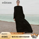 edition連衣裙女新款復(fù)古宮廷風(fēng)黑色壓褶氣質(zhì)長裙禮服裙 黑色 S