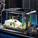 納鳴魚(yú)缸生態(tài)水族箱塑料金魚(yú)缸帶蓋透明客廳小型豪華造景烏龜缸桌面缸 特大號+增氧過(guò)濾泵【輕奢電視機款】黑色