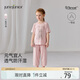 junejunior兒童家居服套裝夏季薄款衣服女童短袖七分褲莫代爾透氣睡衣空調(diào)服