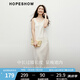 紅袖皺感緞面連衣裙2025春季新款女裝圓領(lǐng)修身顯瘦氣質(zhì)垂感背心長裙 米白004 L
