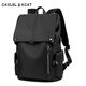 CavlslKcat雙肩包男士休閑背包大容量旅行包帆布筆記本電腦包高中大學(xué)生書(shū)包 黑色（可放15.6寸電腦） 30*15*43CM