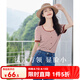 歐莎【果醬千層】法式條紋方領(lǐng)T恤女夏季新款顯瘦套頭短袖上衣 紅白條紋 M
