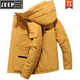 JEEP SPIRIT男士羽絨服男款2025年最新款冬季工裝保暖中青年學(xué)生防寒服工作服 黃色 3XL