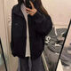 黛芮婷國潮美式復古休閑夾克外套女春秋2025新款寬松百搭情侶立領(lǐng)棒球服 黑色 M 95-110斤