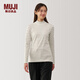 無(wú)印良品（MUJI）女式起毛羅紋編織半高領(lǐng)長(zhǎng)袖T恤上衣打底衫女款內(nèi)搭冬季打底衣 米白色條紋 M (160/84A)