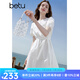百圖betu女裝2025夏季新款短袖連衣裙重工刺繡收腰顯瘦裙子女2505T75 白色 XS
