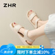 ZHR涼鞋女夏季簡約配裙子女鞋魔術(shù)貼軟底休閑鞋子女 CE81 米色  37 