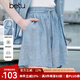 百圖betu女裝2025夏季新款短褲松緊腰萊賽爾舒適涼爽休閑褲子2505T79 藍(lán)色 L