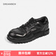 dreambox鈞博vibram高檔男士板鞋水洗馬皮平底手工休閑鞋英倫男鞋 黑色 40