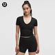 lululemon丨All It Takes女士V領(lǐng)T恤B-D *羅紋Nulu?芯吸 LW3JQZS 黑色 S /6