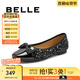 百麗（Belle）小香風平底單鞋女商場同款蝴蝶結通勤單鞋B5L1DCQ4 黑色 37 (235mm)