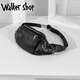 Walker Shop男士胸包【甄選頭層牛皮】休閑單肩斜挎包多功能大容量腰包 鱷魚(yú)紋黑色