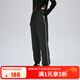 艾萊依（ERAL）收腳新款羽絨褲女士拼接收腰長(zhǎng)款時(shí)尚通勤鴨絨褲長(zhǎng)褲 炭黑 S 155【建議80-110斤】
