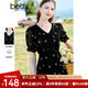 百圖betu女裝夏新款連衣裙短袖雪紡萌兔繡花減齡連衣裙女2303T90 黑色 M
