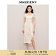 MAXRIENY復(fù)古優(yōu)雅氣質(zhì)感連衣裙2024夏季新款氣質(zhì)裙子開叉收腰釘珠 米白 S 01/34