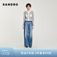 SANDRO2025春夏新款女裝法式撞色口袋圓領短款針織開衫SFPCA01174 24/灰色 M (2)