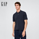 GAP男女裝2025夏季新款重磅寬松純棉短袖POLO衫上衣美版744518 海軍藍 XL 美碼 2XL亞洲碼185/108A