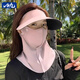 目丸全臉防曬面罩臉基尼女防紫外線夏季冰絲無痕遮陽帽子口罩護(hù)頸一體 粉色【帽子+面罩】