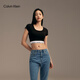 Calvin Klein內(nèi)衣【CK曲線杯】女士ck聚攏升杯T恤式內(nèi)搭外擴文胸QF8066AD UB1-墨夜黑 M