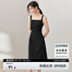 尚都比拉夏季氣質(zhì)一字領吊帶連衣裙女修身顯瘦高級感法式小黑裙 黑色 XL