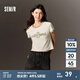 森馬（Semir）迪士尼IP|短袖t恤女短款修身米奇印花2025夏裝新款撞色圓領套頭衫 咖色調(diào)00355 M