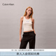 Calvin KleinJeans25早秋新款女士時(shí)尚刺繡ck羅紋微彈修身針織背心T恤47C841G YAE-牛乳白 M