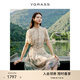 VGRASS維格娜絲100桑蠶絲新中式連衣裙女24年夏季新款真絲連衣裙女 古卷米色 L
