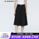 S.DEER夏季圣迪奧女裝復(fù)古時(shí)尚腰帶壓褶休閑黑色長(zhǎng)裙S21261112 黑色/91 S 160