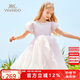 英氏（YEEHOO）女童連衣裙兒童公主裙中大童裝裙子主持宴會(huì)晚禮服夏 淺粉  150 