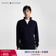 TOMMY HILFIGER【含羊絨】秋冬男裝通勤純色合身立領(lǐng)針織毛衣開衫外套34115 午夜藍(lán)DW5 L （推薦：150-165斤）