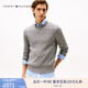 TOMMY HILFIGER25新款秋冬男裝純棉休閑絞花鑲邊袖口圓領(lǐng)內(nèi)搭針織衫78J7706 灰色P7D M （推薦：135-150斤）
