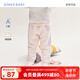 愛慕兒童（AIMER KIDS）A類秋冬嬰兒可外穿加厚夾棉家居服馬甲睡衣男女套頭長袖/高腰長褲 女孩褲子-粉色 90