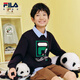 FILA【抗菌】斐樂兒童童裝上衣2025年秋季新款男女童舒適套頭衛(wèi)衣 傳奇藍(lán)-NV 165