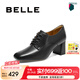 百麗（Belle）七夕禮物休閑粗高跟單鞋女商場同款簡約單鞋3DFB1CM4 黑色 39 (245mm)