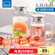 樂扣樂扣玻璃冷水壺帶把手耐熱高溫涼水壺家用涼白開水杯大容量花茶泡茶壺 不銹鋼蓋【1.2L】