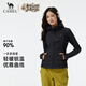 駱駝（CAMEL）瑜伽外套女秋冬季時(shí)尚加絨防風(fēng)保暖服百搭修身連帽鴨絨羽絨服