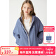 ELLE KIDS童裝 小狗繡花格紋連帽外套女童春季新款寬松休閑上衣 藏青白格子 165 （M）