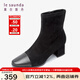 萊爾斯丹【3T】秋冬新款商場同款時尚優(yōu)雅反絨拼接女鞋女靴3T54704 黑色 BKS 38