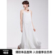 ELLE法式白色風(fēng)琴褶吊帶長裙女2025春季新款優(yōu)雅海邊度假連衣裙 白色 S