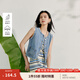 茵曼（INMAN）復(fù)古百搭牛仔馬甲背心2025夏季女裝新款短款顯瘦無(wú)袖馬夾上衣  牛仔藍(lán) S