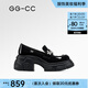 GG-CC【幸運(yùn)降臨】春季新款時(shí)尚厚底樂福鞋女蝴蝶扣飾小皮鞋G25U6133 黑色 36