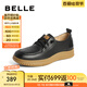 百麗（Belle）豆豆小皮鞋女商場同款百搭休閑媽媽單鞋A5U1DAM4 黑色 36