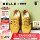百麗（Belle）學院風撞色跑道賽車鞋德訓鞋女25秋新商場款薄底板鞋E2K1DCM5 黃棕 37 (235mm)