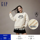 GAP男女裝秋季款LOGO仿羊羔絨寬松廓形衛(wèi)衣762596休閑上衣